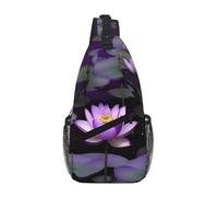 lotuses flower Purple Men Women Sling Backpack Anti Theft Crossbody Shoulder Chest Bag Chest Daypack Satchel for Hiking Travel