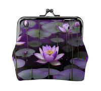 lotuses flower Purple small wallets woman,wallets for women,coin purse for women,small womens wallet,with zipper and kiss lock, Black, One Size, Art Deco