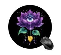 Lotuses Flower with Eye Trendy Round Mouse Pad Non Slip Waterproof Mousepad Desk Mat for Office Gaming
