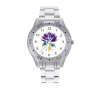 Lotuses Flower with Eye Trendy Wrist Watches for Men Classic Business Stainless Steel Band Quartz Watch