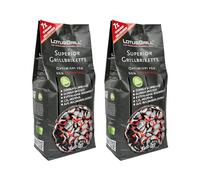 LotusGrill 2 x 3 kg Superior BBQ Briquettes Made of Beech Charcoal Economy Pack, CO2 Neutral - Lits Fast Burning Time up to 3 Hours with Classic Grill, Made of Beech Charcoal, Extremely Low Smoke
