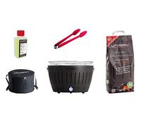 LotusGrill Classic starter set 1 charcoal grey barbecue with USB port, 1 beech charcoal 2.5 kg, 1 fuel paste 200 ml, 1 sausage tongs, colour in stock, 1 carry bag,