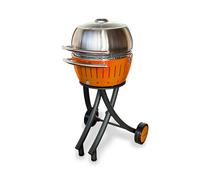 LotusGrill XL Garden Grill Set, Lime Green, Grill Trolley with Grill Cover, XL, Stainless Steel (Mandarin Orange)