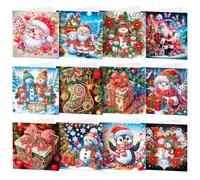 LOTUSHU Diamond Art Card Kit - 3D Rhinestone Xmas Greeting Card for Birthday/Anniversary, Wedding Invitation, Christmas Diamond Painting Kits for Beginners, 15 x 30 cm (HU-27)