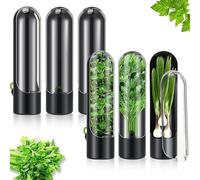 LOTUSHU Herb Keeper Herb Saver for Refrigerator, Cilantro Container, Vegetable Preservation Bottle, Veggie Keeper for Kitchen/Picnic, Salad Lovers’ Essential (Black 3PCS)
