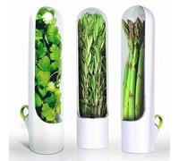 LOTUSHU Herb Keeper Herb Saver for Refrigerator, Cilantro Container, Vegetable Preservation Bottle, Veggie Keeper for Kitchen/Picnic, Salad Lovers’ Essential (White 3PCS)