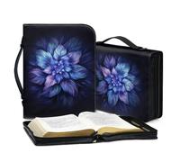 Lotusorchid Boho Lotus Printed Bible Cover for Women, God is within Her, She Will Not Fall, Leather Book Case Church Bible Protective with Handle, Lightweight Bible Carrying Case