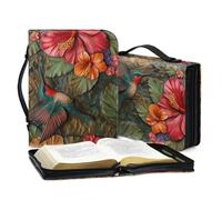 Lotusorchid Leather Bible Book Cover Case with Handle Pocket, Hummingbird Bible Cover Case with Pen Storage, Sturdy PU Bible Tote Bag, Bible Accessories, 2XL