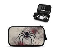 Lotusorchid Spider Web Electronic Organizer Travel Case Halloween Cable Organizer Bag Portable Cord Organizer Travel Electronic Accessories Case for Cord, Flash Drive, Earphones, Beige