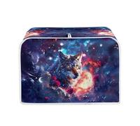 Lotusorchid Wolf Bread Toaster Cover, Galaxy Elastic Bread Toaster Dust Cover 4 Slice, Rose Anti-Sputtering Toaster Oven Covers 2 Slice Wide Slot, Lightweight Bakeware Protector, Purple