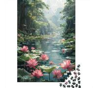 LotusPond Jigsaw Puzzle 1000 Piece Recycled Paper for Adults JungleLandscapePuzzle Fun And Challenging Home Activity Festivals Birthday Gifts 52x38cm/1000pcs