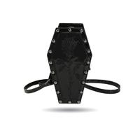 LOTUSTAR Goth Purse Coffin Halloween Purses Clutch Shoulder Bag Small Crossbody Bag Spooky Horror Cute Wallet, Black Rose