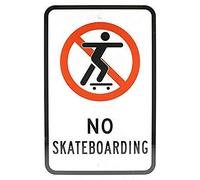 Lotusworld New Warning Sign No Skateboarding with Graphic Black Red On White 8x12 inches