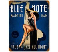 Lotusworld Pin Up Girl Blue Note Martini Bules Jazz Bar Metal Sign Man Cave Den Club 8x12 inches metal sign