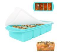 Lotvic 1 Pack Soup Cube Silicone Freezer Tray, 1000ML Freezer Containers with Lid, 4-Compartment, Makes 4 1-Cup Portions Cubes, Freezer Tray for Meal Prep, Soup, Sauce (1 Pack, Blue)