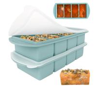 Lotvic 2 Pack Soup Cube Silicone Freezer Tray, 1000ML Freezer Containers with Lid, 4-Compartment, Makes 8 1-Cup Portions Cubes, Freezer Tray for Meal Prep, Soup, Sauce (Dusty Blue)