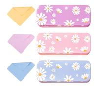 Lotvic 3 PCS Hard Shell Glasses Case for Women, Girls - Daisy Eyeglasses Protective Case with Cleaning Cloth, Portable Spectacle Case, Clamshell Design for Ladies, Kids