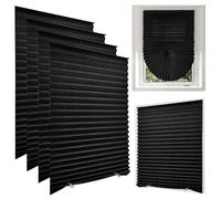 Lotvic 4 Pack Temporary Blinds, 90x180CM Stick on Blinds, Easy to Cut and Fit, No Drill Blind for Windows, Door, Kitchen, Bathroom, Bedroom Blackout Thermal Privacy Protection (Black, Light Filtering)
