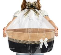Lotvic 43x32x18cm Large Gift Basket, Hamper Kit, Empty Hamper Basket with Cellophane Bags and Pull Bows, Rope Gift Baskets with Handles, Gift Baskets for Baby Shower, Birthday, Christmas (Black)