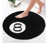 Lotvic 8 Ball Rug, 60cm Circle Rug, Black Round Tufting Soft Rugs, Anti-Slip Flocking Floor Mat, Washable Aesthetic Billiard Ball Carpet, Cool 8 Ball Rugs for Bedroom Living Room Game Room (60cm)