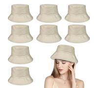 Lotvic 8 Pcs Unisex Bucket Hat, Foldable Summer Sun Hat, UV Protection Beach Fisherman Hats, Breathable Sun Hats for Men Women, Reversible Bucket Hat for Traveling Fishing Hiking Camping (Beige)