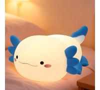 Lotvic Axolotl Night Light, Soft Silicone Rechargeable Nursery Nightlight with 30-Min Auto-Off Timer, Cute Axolotl Lamp with Warm Light for Kids, Dimmable Bedside Lamp for Nursery, Bedroom (Blue)