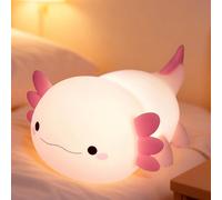 Lotvic Axolotl Night Light, Soft Silicone Rechargeable Nursery Nightlight with 30-Min Auto-Off Timer, Cute Axolotl Lamp with Warm Light for Kids, Dimmable Bedside Lamp for Nursery, Bedroom (Pink)