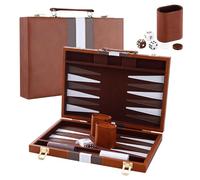 Lotvic Backgammon Set, 11" Genuine Leather Backgammon Board Game with Case, Portable Travel Backgammon Set, Tactical Backgammon Game for Kids Adults Family Party, Since 1795
