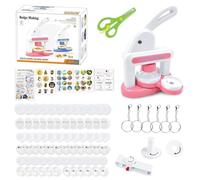 Lotvic Badge Making Kit for Kids, Badge Making Machine with 36 Pcs Button Parts, Stickers, Circle Cutter, Scissors, Kids Button Maker Machine, DIY Badge Maker for Kids Birthday Christmas Gifts (Pink)