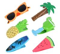 Lotvic Beach Towel Clips, 6 Pcs Towel Clips for Sun Loungers, Large Beach Towel Pegs, Windproof Laundry Clip Clothes Pegs, Summer Theme Beach Towel Clip for Sunbeds, Sun Loungers, Pool Chairs