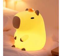 Lotvic Capybara Night Light, 3 Levels Dimmable Capybara Lamp with 30 Mins Timer, Rechargeable LED Cute Animal Lamp, Touch Silicon Nursery Night Light for Kids, Capybara Bedside Lamp for Room Decor