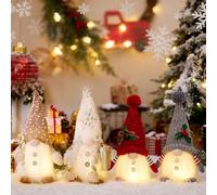 Lotvic Christmas Gonks, 4 PCS Light Up Gnome Decorations, Christmas Light Up Ornaments, Handmade Plush Gnome Lights, Light-up Gonk for Indoor Holiday Party Decorations (4 Pcs)