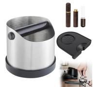Lotvic Coffee Knock Box, 700ML Stainless Steel Coffee Grounds Knock Box with Tamping Mat and Espresso Distribution Tool, Non-Slip and Shock-Absorbent Coffee Knock Box with Removable Bar (3 Pcs)