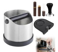 Lotvic Coffee Knock Box, 700ML Stainless Steel Coffee Grounds Knock Box with Tamping Mat, Coffee Tamper and Distribution Tool, Non-Slip and Shock-Absorbent Coffee Knock Box with Removable Bar (4 Pcs)
