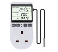 Lotvic Digital Temperature Controller, Thermostat Plug Socket, LCD Screen Heating Cooling Temperature Switch, Heating Cooling Timer for Homebrew Greenhouse Reptile Terrarium Home (UK Plug)