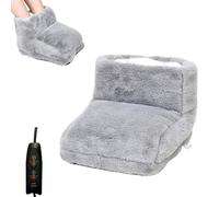 Lotvic Electric Foot Warmer, USB Foot Warmer with 3 Timer Settings & 3 Temperature Settings, Furry Feet Warmers, Cosy and Breathable Heated Slippers for Women Men, Fleece Lining, Machine Washable