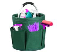 Lotvic Foldable Cleaning Organiser, Large Capacity Caddy with Handle, Indoor/Outdoor Storage Bag, 11x11in (Green)