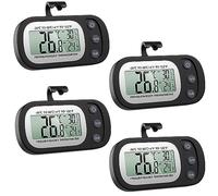 Lotvic Fridge Thermometer Digital, 4PCS Refrigerator Thermometers, Freezer Thermometer with Large LCD Display Min/Max °C/°F Function, Fridge Thermometers UK for Freezer Refrigerator (4 Pack Black)