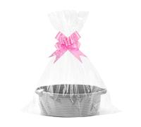 Lotvic Gift Basket, Hamper Kit, Empty Hamper Basket with Cellophane Bags and Pull Bows, Rope Gift Baskets with Handles, Woven Gift Baskets for Baby Shower, Wedding, Birthday, Housewarming (Grey)
