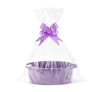 Lotvic Gift Basket, Hamper Kit, Empty Hamper Basket with Cellophane Bags and Pull Bows, Rope Gift Baskets with Handles, Woven Gift Baskets for Baby Shower, Wedding, Birthday, Housewarming (Purple)
