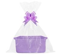 Lotvic Gift Basket, Hamper Kit, Rectangular Empty Hamper Basket with Cellophane Bags and Pull Bows, Rope Gift Baskets with Handles, Woven Gift Baskets for Baby Shower, Wedding, Birthday, Christmas