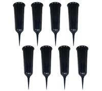 Lotvic Grave Vases with Spike, 8 Pcs Grave Flower Holders, Plastic Cemetery Flower Pots, Memorial Vases for Graves, Grave Flower Pots for Graveside Lawn Yard Garden Decoration (Black)