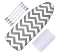 Lotvic Ironing Board Cover, 150x50cm Large Iron Board Cover with 4 Elastic Bands and Ironing Cloth, Scorch Resistant Ironing Board Covers with Thick Felt Padding for Protecting Ironing Boards (Stripe)