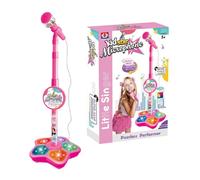 Lotvic Kids Microphone and Stand, Kids Karaoke Machines for Girls, Childrens Karaoke Machine with Lights Pedal, Adjustable Microphone Stand for Kids Girls Party Pastime (Pink)