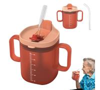Lotvic Non Spill Sippy Cup for Elderly, 300ml Adult Sippy Cup with 2 Handles and Lid, Elderly Drinking Cups with Graduated Scale, Non Spill Cups for Elderly Kids Safe Drinking Water Porridge Soup