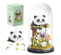 Lotvic Panda Bouquet Building Block Set, 999 Clamping Blocks, DIY Animals, Flowers, Building Set, Flowers, Plants with Base and Dust Cover, Micro Flower Building Blocks, Gifts for Children and Adults