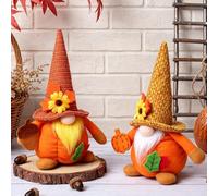 Lotvic Set of 2 Autumn Gonk Decorations, Fall Harvest Gnomes with Sunflower, Maple Leaves, Pumpkin & Pinecone Decor, Handmade Autumn Faceless Gnomes for Farmhouse, Kitchen, Party, Thanksgiving