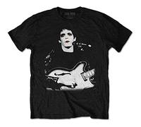 Lou Reed Black Ringspun Cotton Soft Touch Bleached Photograph Crew Neck Short-Sleeved T-Shirt Small