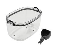 LouAleaxo 11lb Rice Storage Container, Airtight Flip-Lock Cereal Bin, Clear PS Plastic, Measuring Cup, Non-Slip, For Grain, Beans, Nuts, Kitchen, Restaurant Use