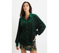 Louche Women's Byron Zebra Devore Shirt Green | Size: 10 Louche Green 10